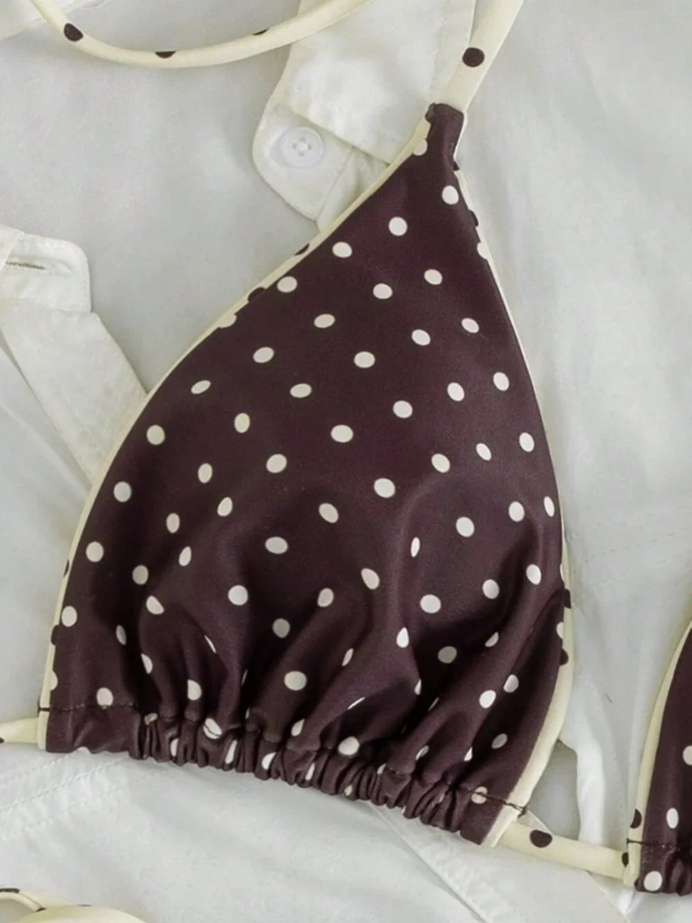 Brown Dots Sexy Women's Leopard Print Spaghetti Strap Tie-Up Bikini Set